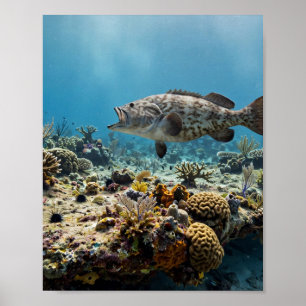 Florida Man Gag Grouper Koraalrif Vissen Kunst Poster