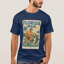 Florida Man Haai Worstelen | Retro Grafisch Strand