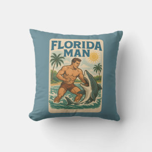 Florida Man Kusthaaienworstelaar   Retro Strand Kussen