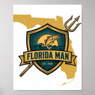 Florida Man Logo Badge Visserij Merk Poster