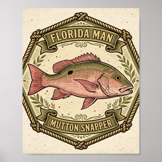 Florida Man Mutton Snapper Badge Visposter Poster (Voorkant)