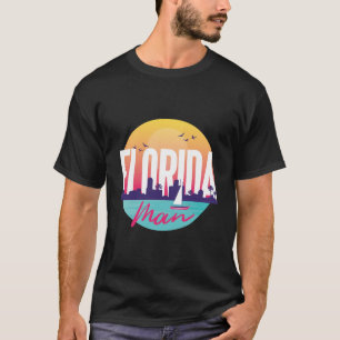 Florida Man Retro Neon Zonsondergang Humor Kunst T-shirt