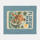 Florida Man Shark Wrestler Funny Retro Beach Life Fleece Deken (Voorkant (Horizontaal))