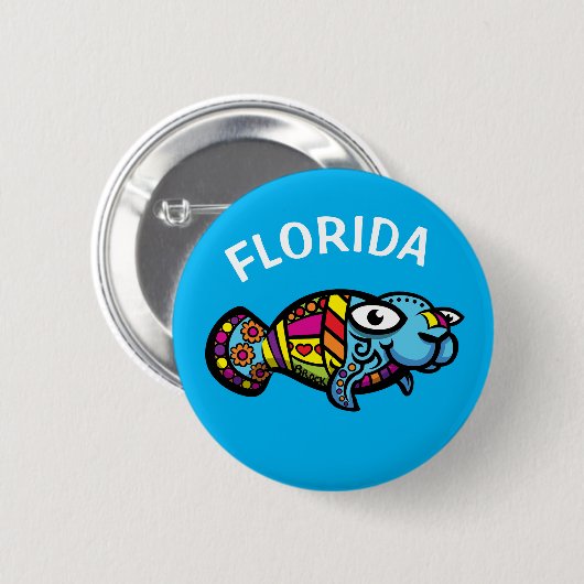 Florida Manatee Ronde Button 5,7 Cm (Voorkant /achterkant)