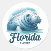 Florida, Manatee, Ronde Sticker (Voorkant)