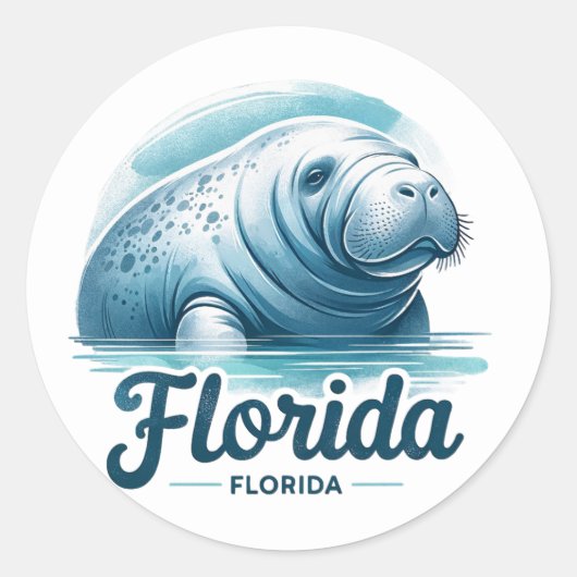 Florida, Manatee, Ronde Sticker (Voorkant)