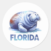 Florida, Manatee, Ronde Sticker (Voorkant)
