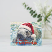 Florida Manatee Waterverf Christmas Briefkaart (Staand voorkant)