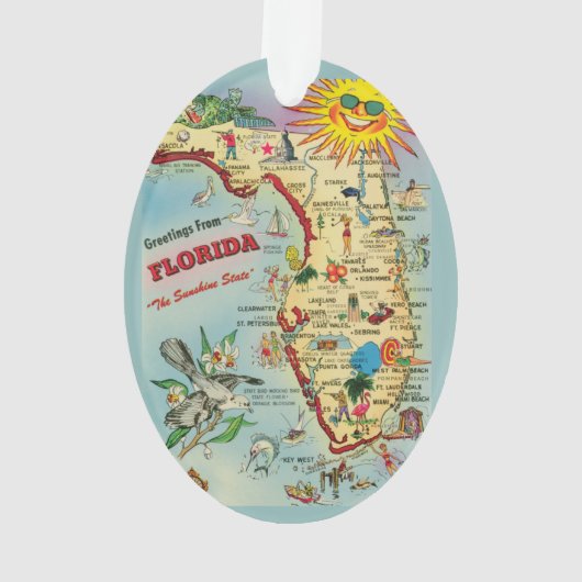Florida Map Acrylic Ornament, ovaal Ornament (achterkant)