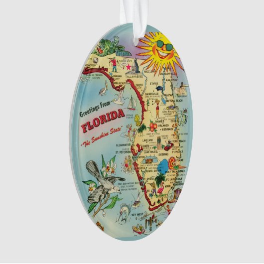 Florida Map Acrylic Ornament, ovaal Ornament (voorkant)
