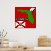 Florida Map, Afbeelding Tekst en State Faux Quarte Poster (Keuken)