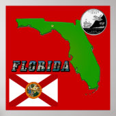 Florida Map, Afbeelding Tekst en State Faux Quarte Poster (Voorkant)