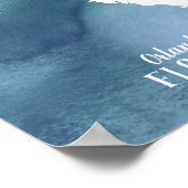 Florida Map Blue Waterverf Specialized Art Print (Hoek)