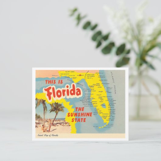  Florida Map Briefkaart (Staand voorkant)