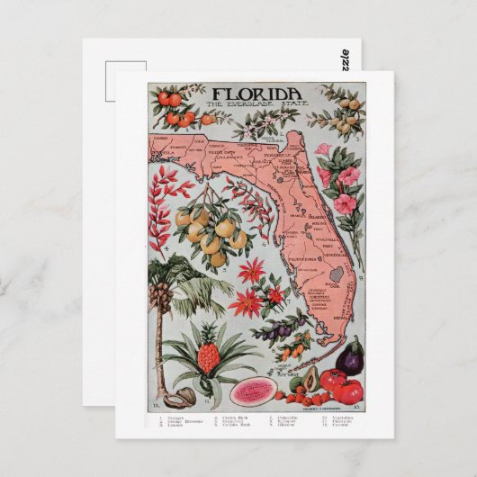  Florida Map Briefkaart (Voorkant / Achterkant)