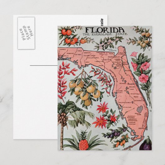  Florida Map Briefkaart (Voorkant / Achterkant)