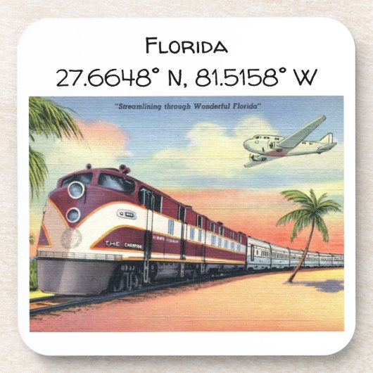 Florida Map Coordinates Style Bier Onderzetter (Voorkant)