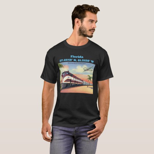 Florida Map Coordinates Style T-shirt (Voorkant volledig)