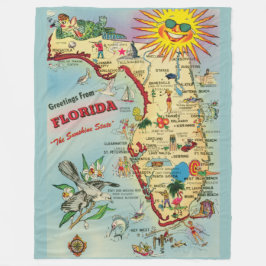 Florida Map Fleece Blanket Deken