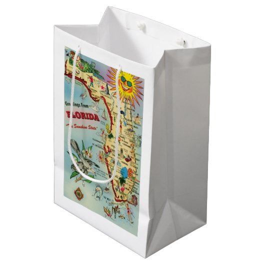 Florida Map Gift Bag Medium Cadeauzakje (Voorkant Gekanteld)