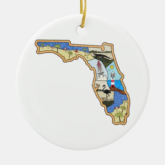 Florida Map Jacksonville Miami Tampa Key West Keramisch Ornament (Voorkant)