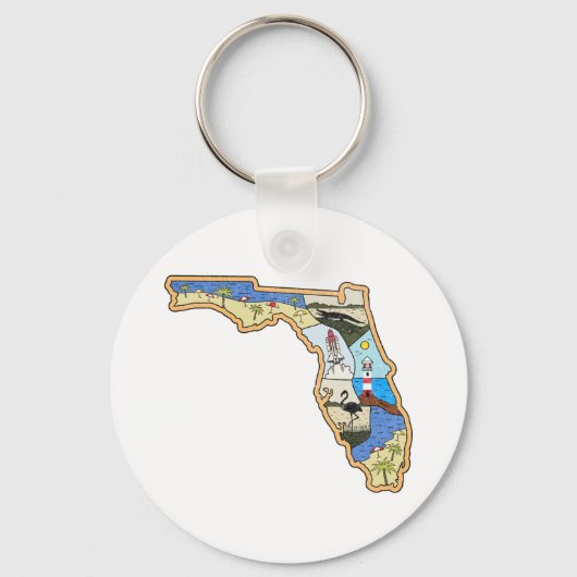 Florida Map Jacksonville Miami Tampa Key West Sleutelhanger (Voorkant)