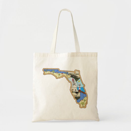 Florida Map Jacksonville Miami Tampa Key West Tote Bag (Voorkant)