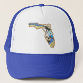 Florida Map Jacksonville Miami Tampa Key West Trucker Pet (Voorkant)