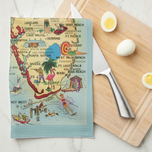 Florida Map Kitchen Towels Theedoek (Quarter Fold)