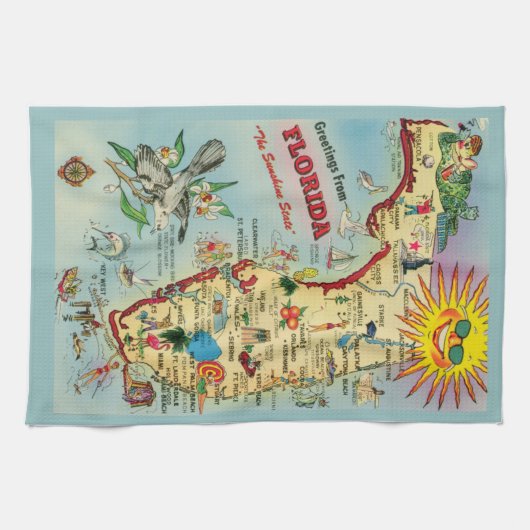 Florida Map Kitchen Towels Theedoek (Horizontaal)
