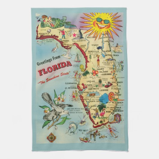 Florida Map Kitchen Towels Theedoek (Verticaal)