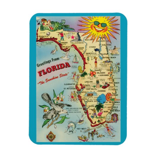 Florida Map Magnet Magneet (Verticaal)