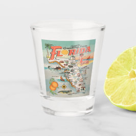 Florida Map met retro illustraties Shot Glas