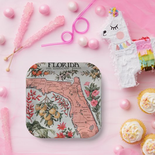  Florida Map Papieren Bordje (Feest)