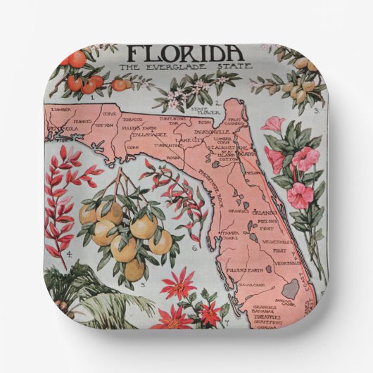  Florida Map Papieren Bordje (Voorkant)