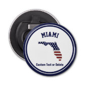 Florida Map | Patriotic USA Flag | Plaats, tekst Button Flesopener (Voorkant)