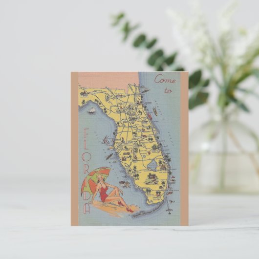 Florida Map Post Card Briefkaart (Staand voorkant)