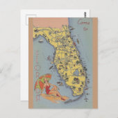  Florida Map Post Card Briefkaart (Voorkant / Achterkant)