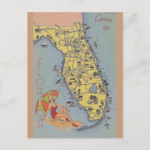  Florida Map Post Card Briefkaart