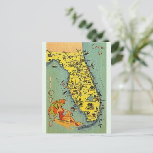 Florida Map Post Card Briefkaart (Staand voorkant)