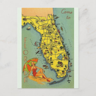  Florida Map Post Card Briefkaart