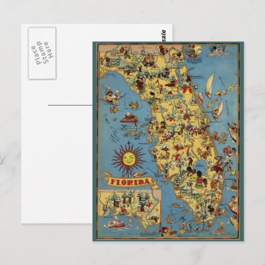  Florida Map Post Card Briefkaart (Voorkant / Achterkant)