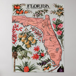  Florida Map Poster