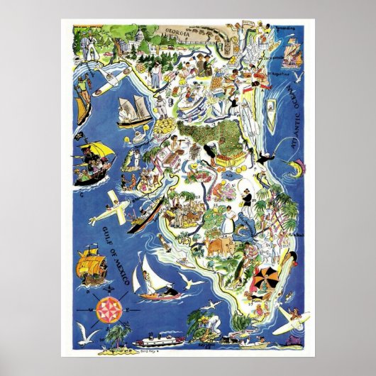 Florida Map -  Poster zoeken (Voorkant)