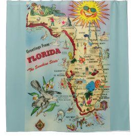 Florida Map Shower Curtain Douchegordijn