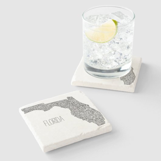 Florida Map Stenen Onderzetter (Zijkant)