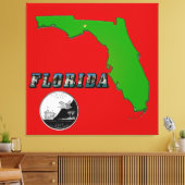 Florida Map, tekst, State Faux Quarter Canvas afdr (Insitu (Woonkamer))