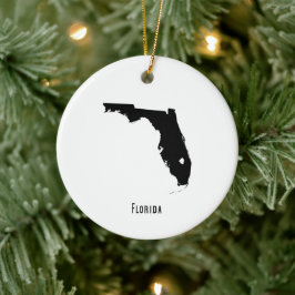 Florida Map - Zwarte en Witte Modern Florida Map Keramisch Ornament