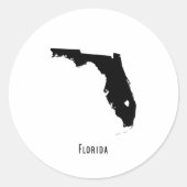 Florida Map - Zwarte en Witte Modern Florida Map Ronde Sticker (Voorkant)