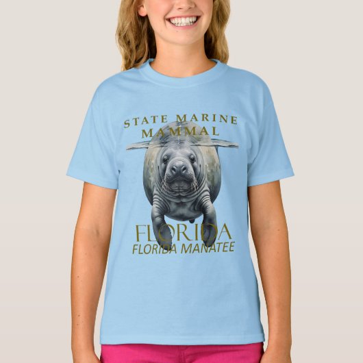 Florida Marine Mammal Florida Manatee Design T-shirt (Voorkant)
